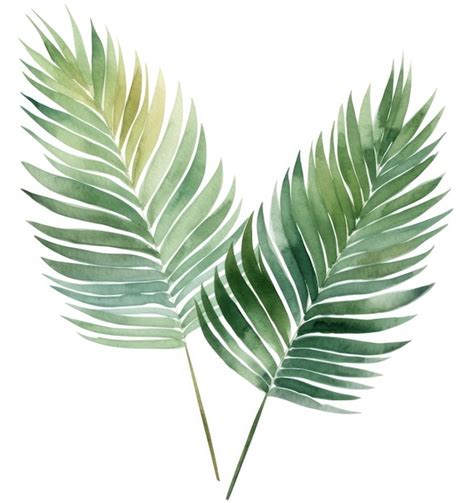 Premium AI Image | Green watercolor palm leaf isolated