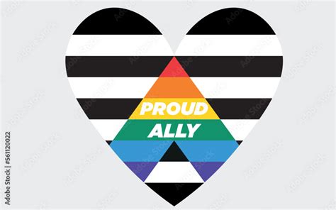 Proud Ally Heart - Straight Ally - Pride Flag - Straight Allies pride flag in vector - LGBTQ ...