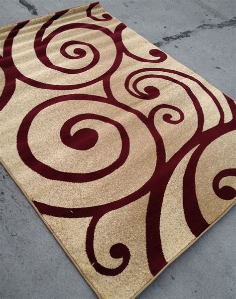 Modern Style Contemporary Rug 8x10 8 x 10 Carpet Rugs Red Beige Swirl Burgundy | Rugs on carpet ...