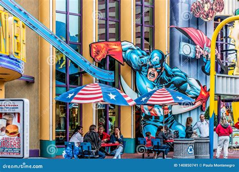 ORLANDO, FLORIDA, USA - DECEMBER, 2018: Captain America, Marvel Super Hero Island, Islands of ...