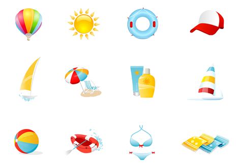 Beach Icons Vector Pack 48153 Vector Art at Vecteezy