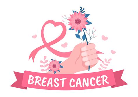 Breast Cancer Awareness Month Background Cartoon Illustration with ...