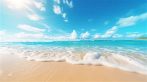 Premium AI Image | A beach with waves and blue sky