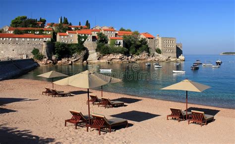 Luxury Beach - Sveti Stefan, Montenegro Stock Photo - Image of ocean ...