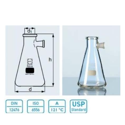 DURAN Filtering Flask with Side-Arm Socket Erlenmeyer Shape ...