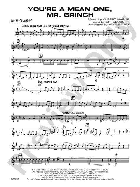 You're a Mean One, Mr. Grinch: 1st B-flat Trumpet: 1st B-flat Trumpet Part - Digital Sheet Music ...