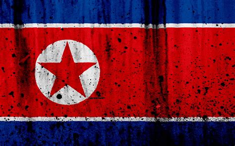 North Korea flag, DPRK flag grunge, flag of North Korea, Asia, North ...