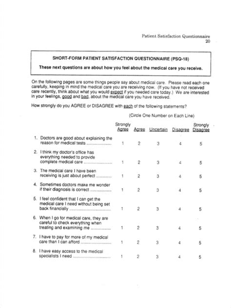 FREE 7+ Patient Satisfaction Questionnaire Forms in PDF | Ms Word