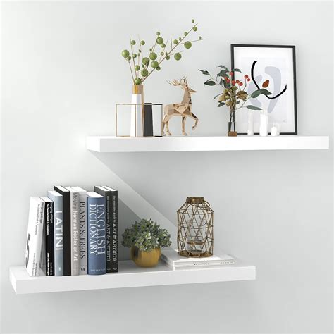 Buy INHABIT UNION White Floating Shelves for Wall-24in Wall ed Display ...