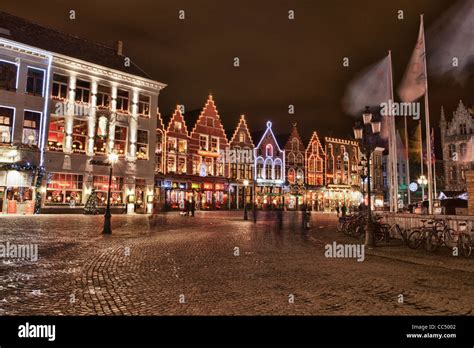 City center of Brugge (Bruges) in Belgium with christmas decoration ...