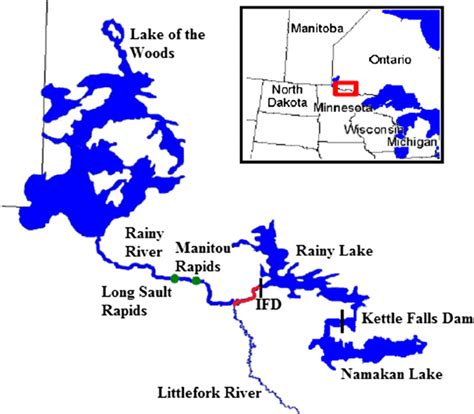 Location of Rainy River, International Falls Dam (IFD), Long Sault, and ...