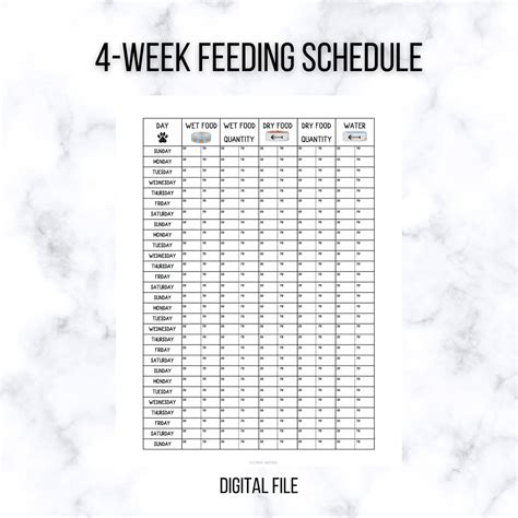 Cat Feeding Printable Schedule Tracker Digital Download Kitten Food Tracker Cat Food & Water ...