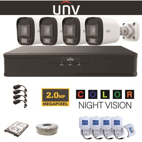 UNV Analog 2MP Kit Color Night 4 Channel 4 Cameras 1TB HDD 75M Cables – Techsolv Solutions