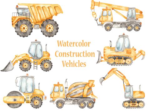 Construction Vehicles Png Watercolor Clipart Bulldozer - Etsy Australia