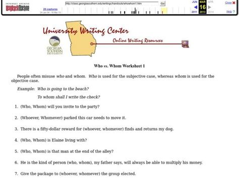 Who vs. Whom Worksheet 1 Worksheet for 7th - 9th Grade | Lesson Planet