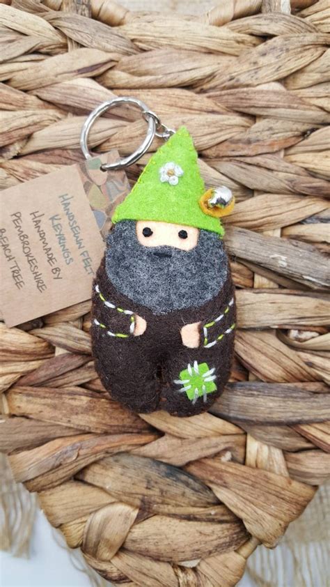 Gnome Keyring Hand Sewn Felt Key Ringcolourful Hand - Etsy