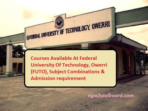 List Of FUTO Courses Offered (FEDERAL UNIVERSITY OF TECHNOLOGY OWERRI ...