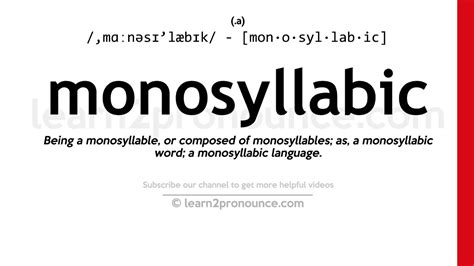 Pronunciation of Monosyllabic | Definition of Monosyllabic - YouTube