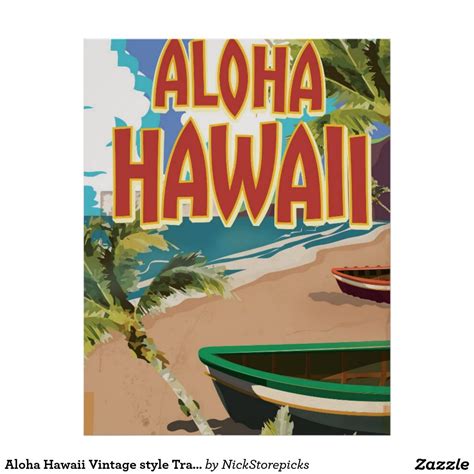 Aloha Hawaii Vintage style Travel poster | Zazzle.com | Vintage travel ...