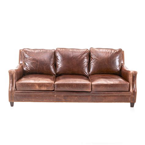 Rustic Brown Leather Couch - Gil & Roy Props