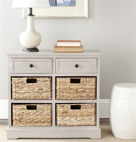 Safavieh Herman 2-Drawer Storage Unit with 4 Wicker Baskets - Walmart ...