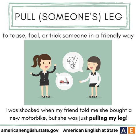 Expression: Pull (someone's) leg Spanish English, American English, English Class, English ...