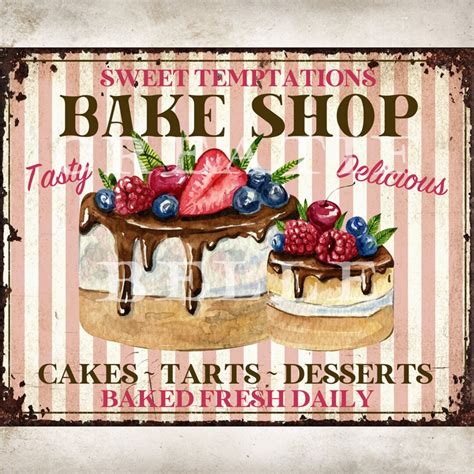 Vintage Rustic Bakery Cakes Metal Sign Art DIY Transfer Sign - Etsy