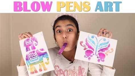 Blo pens art using stencils - Blow pens art kit for kids - YouTube