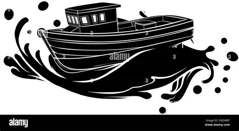 vector illustration of silhouette Fishing boat design Stock Vector ...