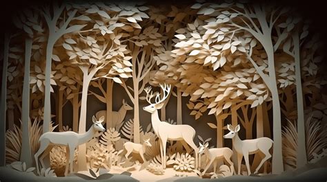 3d Forest Deer In The Paper Art Backgrounds | JPG Free Download - Pikbest