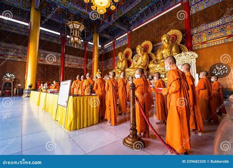 Bangkok, Thailand - December, 20, 2021 : Chinese Monk Doing Buddhist Rituals at Leng Noei Yi 2 ...