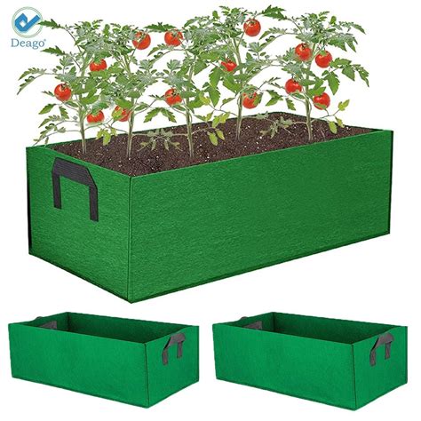 Deago 2Pcs Fabric Raised Garden Bed Reusable Square Large Grow Bag ...