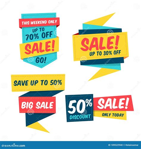 Colorful Sale Label Templates in Origami Style Stock Vector - Illustration of isolated ...