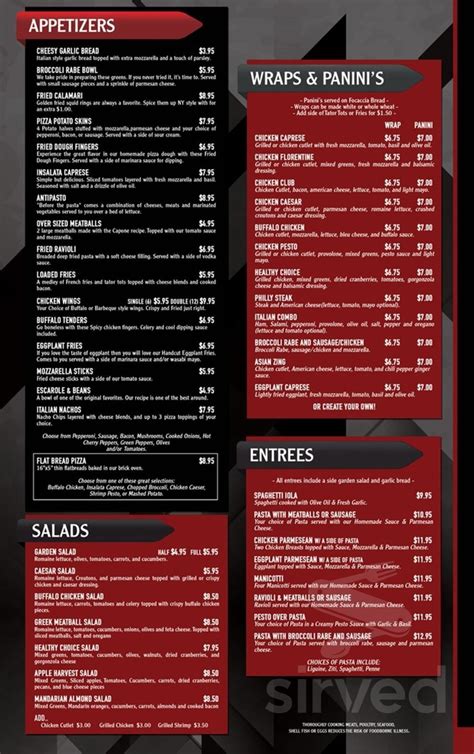 Capone's Pizza Bar menu in Branford, Connecticut, USA