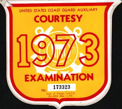VINTAGE 1973 United States Coast Guard Examination Sticker Unused 5" x 5" $13.00 - PicClick