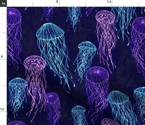 Jellyfish Fabric Bioluminescent Jellyfish by Flixydoodles - Etsy