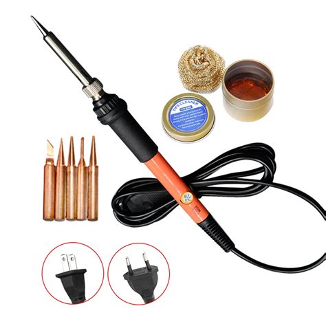 60W Electric Soldering Iron Kit Soldering Set tip Cleaner Solder Paste 220V 110V Adjustable ...