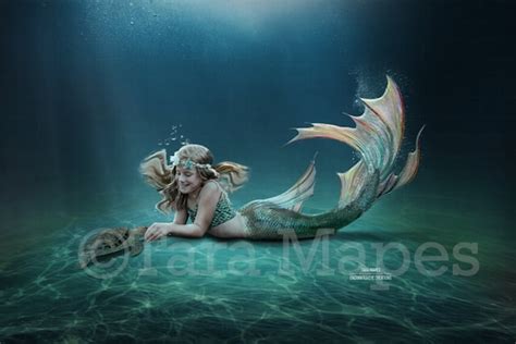 Mermaid Digital Backdrop Mermaid Scene Underwater Ocean | Etsy