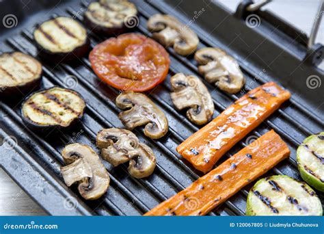 Grilled Vegetables in a Grilling Pan, Stock Image - Image of summer ...