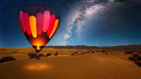 3840x2160 Hot Air Balloon On Desert Night 4K ,HD 4k Wallpapers,Images ...