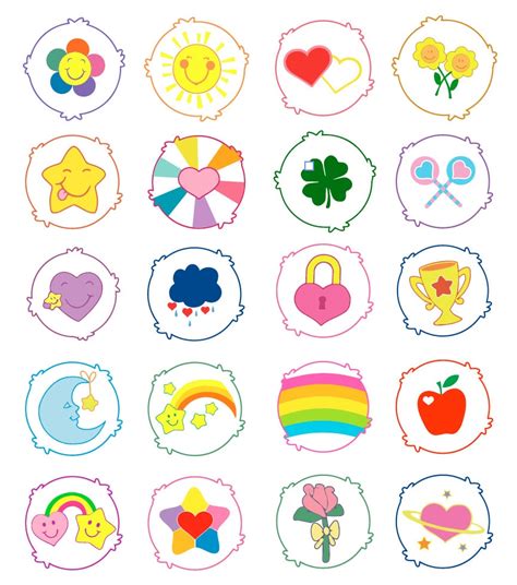 20 Care Bears Belly Badges Digital Files Design Files - Etsy UK