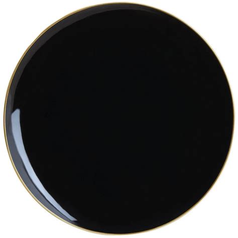 Black With Gold Rim Plastic Dinner Plates 10ct | The Party Darling