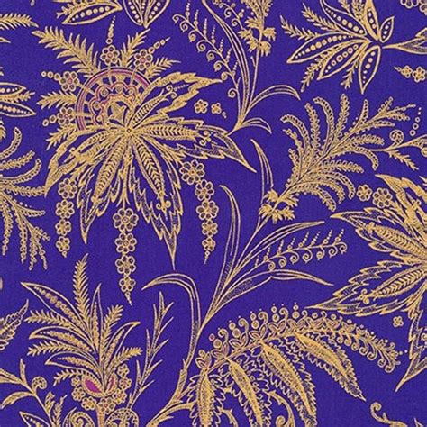 Royal Blue and Gold Fabric by Robert Kaufman Treasures of - Etsy