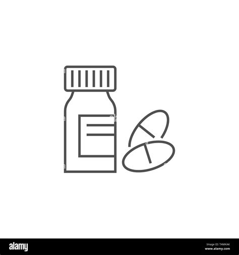 Tube and Pills Related Vector Line Icon. Drugs. Isolated on White ...