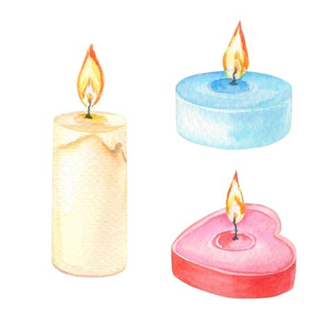 Premium Photo | Watercolor candles on a white