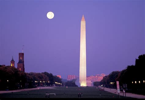 Full Moon Over Washington Monument Digital Art by Heeb Photos