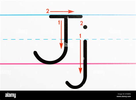 Close up of letter J handwriting practice page Stock Photo: 16254560 ...