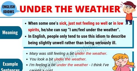 What Does Under the Weather Mean? | Useful Example Sentences - English Study Online