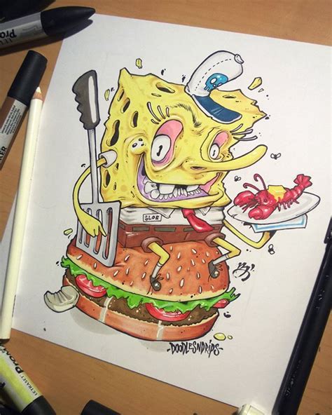 Colorful SpongeSlob Ink & Marker Artwork