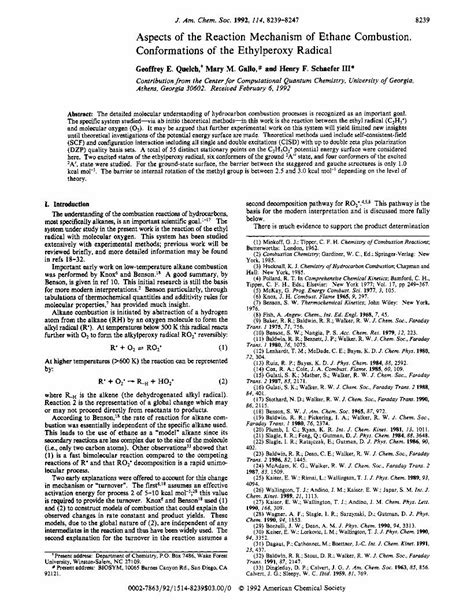 (PDF) Aspects of the reaction mechanism of ethane combustion. Conformations of the ethylperoxy ...